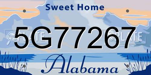 5G77267 Alabama License Plate