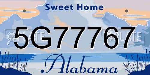 5G77767 Alabama License Plate