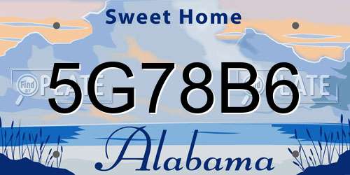 5G78B6 Alabama License Plate