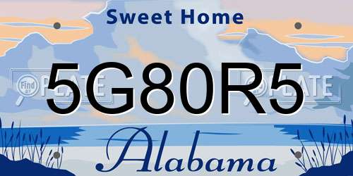 5G80R5 Alabama License Plate