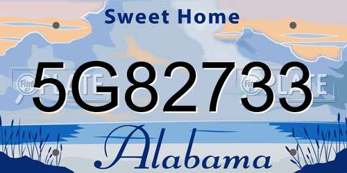 5G82733 Alabama License Plate