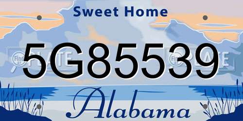 5G85539 Alabama License Plate