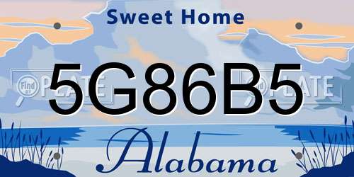 5G86B5 Alabama License Plate