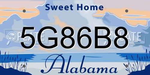 5G86B8 Alabama License Plate