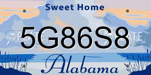 5G86S8 Alabama License Plate