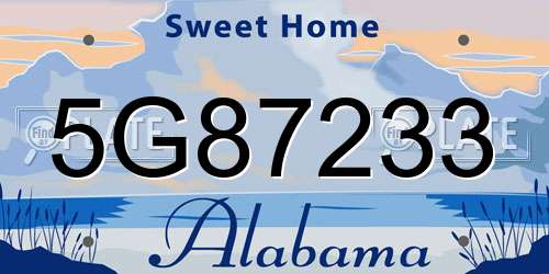 5G87233 Alabama License Plate