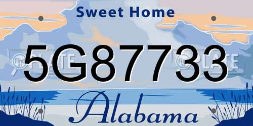 5G87733 Alabama License Plate