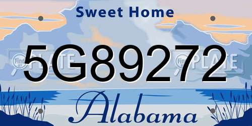 5G89272 Alabama License Plate