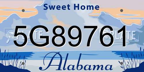 5G89761 Alabama License Plate