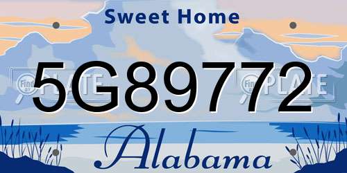 5G89772 Alabama License Plate