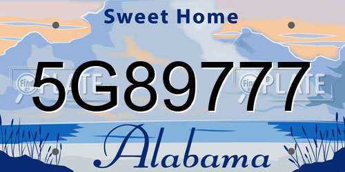 5G89777 Alabama License Plate