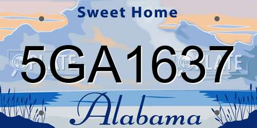 5GA1637 Alabama License Plate