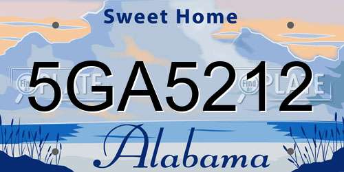 5GA5212 Alabama License Plate