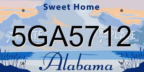 5GA5712 Alabama License Plate