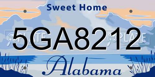 5GA8212 Alabama License Plate