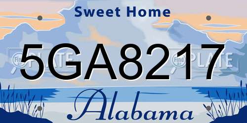 5GA8217 Alabama License Plate