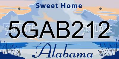 5GAB212 Alabama License Plate
