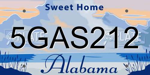 5GAS212 Alabama License Plate
