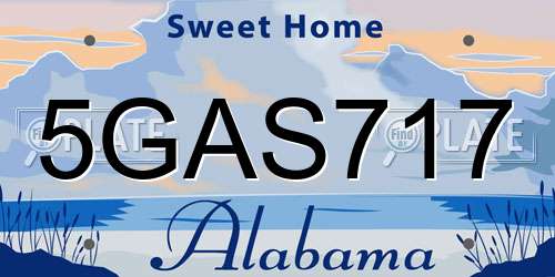 5GAS717 Alabama License Plate