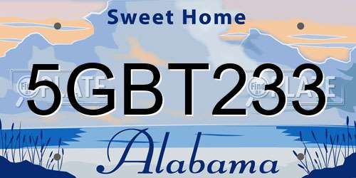 5GBT233 Alabama License Plate