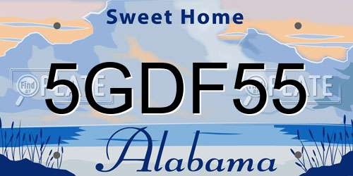 5GDF55 Alabama License Plate