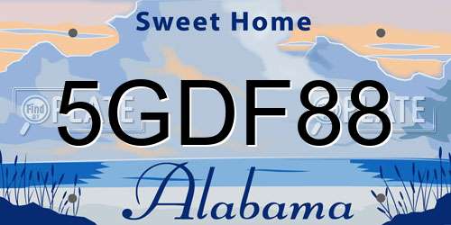 5GDF88 Alabama License Plate