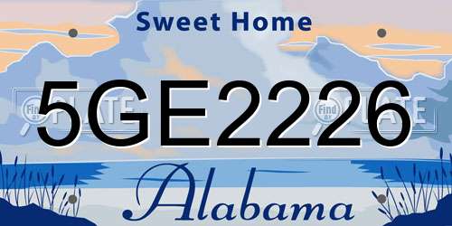 5GE2226 Alabama License Plate
