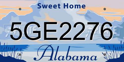 5GE2276 Alabama License Plate
