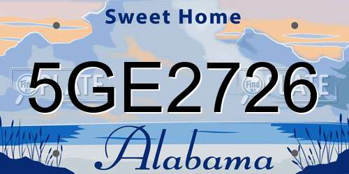5GE2726 Alabama License Plate