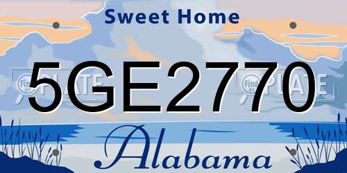 5GE2770 Alabama License Plate