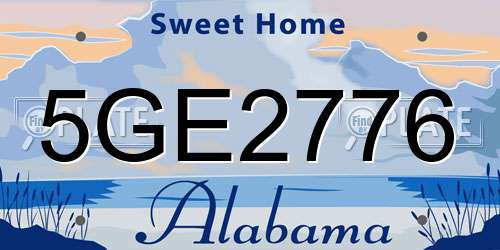 5GE2776 Alabama License Plate