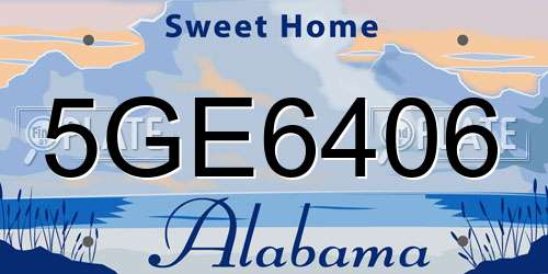 5GE6406 Alabama License Plate