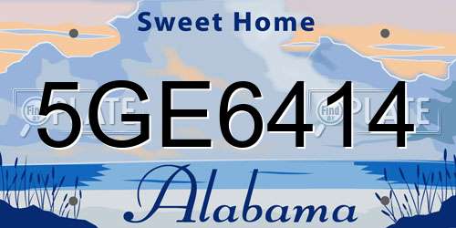 5GE6414 Alabama License Plate
