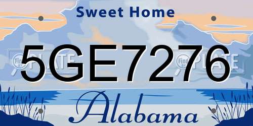 5GE7276 Alabama License Plate