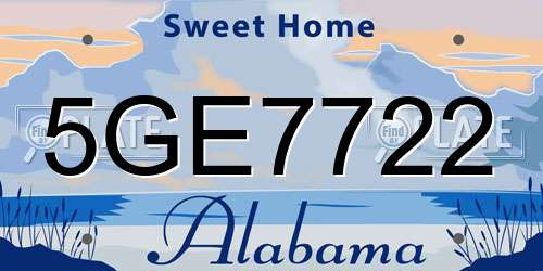 5GE7722 Alabama License Plate