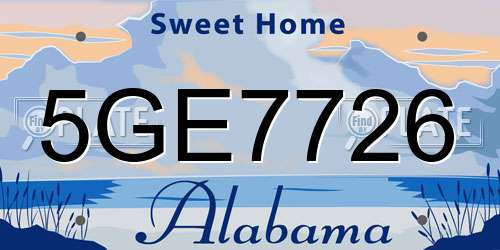 5GE7726 Alabama License Plate