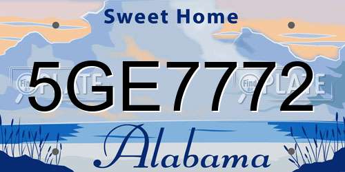 5GE7772 Alabama License Plate