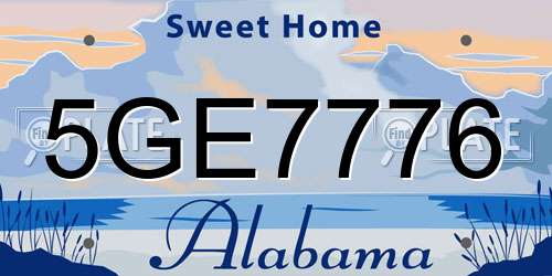 5GE7776 Alabama License Plate