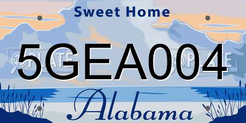 5GEA004 Alabama License Plate