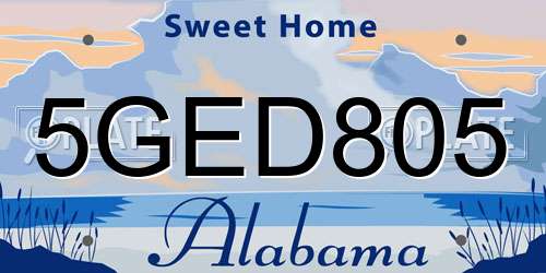 5GED805 Alabama License Plate