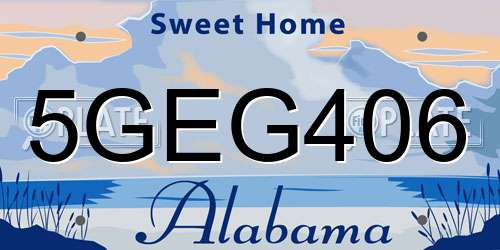 5GEG406 Alabama License Plate