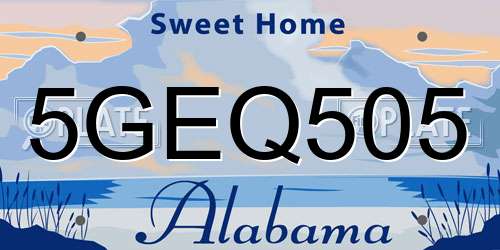 5GEQ505 Alabama License Plate