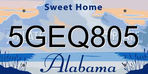 5GEQ805 Alabama License Plate