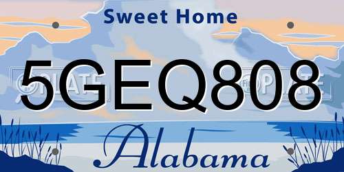 5GEQ808 Alabama License Plate