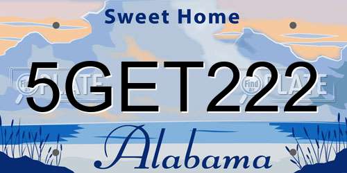 5GET222 Alabama License Plate