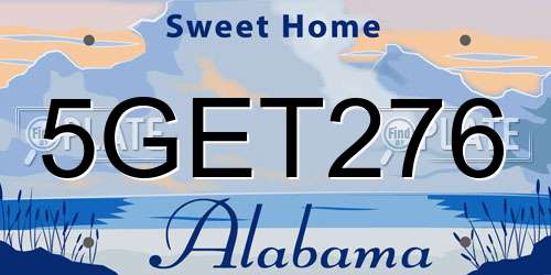 5GET276 Alabama License Plate