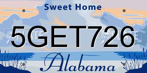 5GET726 Alabama License Plate