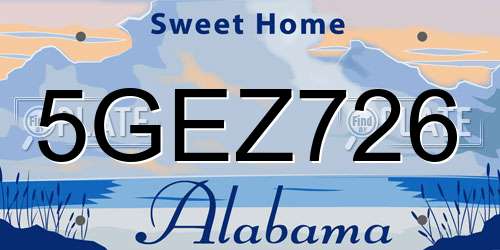 5GEZ726 Alabama License Plate