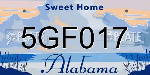 5GF017 Alabama License Plate