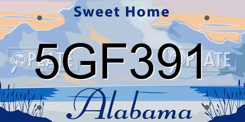 5GF391 Alabama License Plate